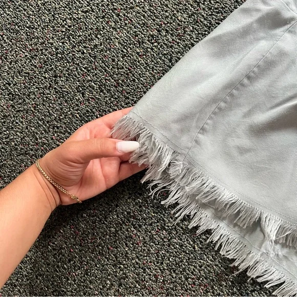 Pastel Baby Blue High Waisted Stretch Midi Maxi Ruffle Frayed Hem Modest Skirt L - Picture 7 of 16